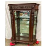 LG HEAVILY CARVED LIONS HEAD CURVED GLASS CHINA 