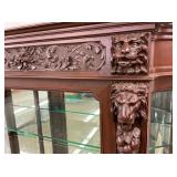 CLOSEUP VIEW CARVED LION HEADS