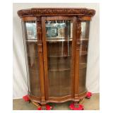 OAK TRIPLE CURVED CHINA W/GRIFFINS