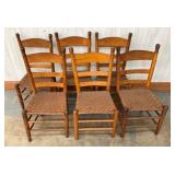 6 MATCHING LADDER BACK CHAIRS
