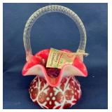 8" FENTON CRANBERRY BASKET