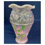 8" FENTON OPALESENT ARTIST SIGNED VASE