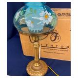 ARTIST PAINTED FENTON LAMP 21"