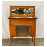 SMALL OAK SEVER W/BEV. BACK SPLASH