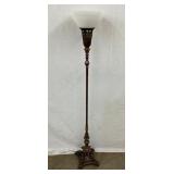 61" EARLY FLOOR LAMP W/ MILKGLASS SHADE