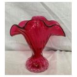 7" FENTON CRANBERRY CARNIVAL VASE