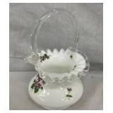 7" FENTON ARTIST SIGNED BASKET