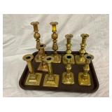 LOT OF BRASS CANDLE STICKS
