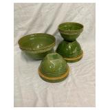 SET NESTING GREEN STONEWARE BOWLS