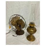 EARLY GE BRASS BLADE FAN, B&H LAMP