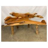 42" FOLK ART DRIFTWOOD BENCH