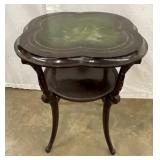 LEATHER TOP MAH. SIDE TABLE