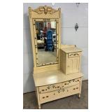 TOIL PAINTED DRESSER W/ TALL MIRROR