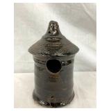 9" UNSIGNED POTTERY BIRD HOUSE