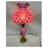 FENTON CRANBERRY COIN DOT TABLE LAMP 