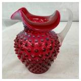 5" FENTON CRANBERRY HOBNAIL PITCHER