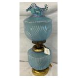 21" BLUE FENTON PARLOR LAMP