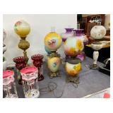 COLLECTION LUSTER WARE PARLOR LAMPS