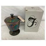 9" FENTON BLACK BERRY COMPOTE W/ BOX