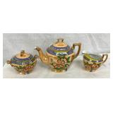 LUSTER VINTAGE TEAPOT,CREAMER,SUGAR