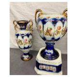 2 MATCHING PCS. W/DOUBLE HANDLE VASE