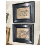 PAIR ARTIST SIGNED METAL PICTURES 10X12