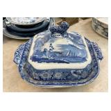 EARLY BLUE WARE COVERED DISH