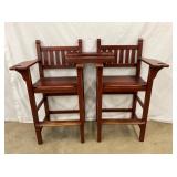 PAIR BILLARD CHAIRS W/ CENTER TABLE