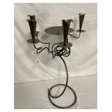 METAL CANDLE HOLDER W/Art Deco BASE