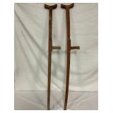 52IN. HANDMADE WOODEN CRUTCHES 
