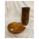 HANDMADE 8" OAK MORTER AND 20" BOWL 