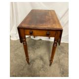EARLY WALNUT DROP LEAF TABLE W/DRAWERS 
