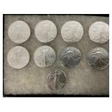 (9) 2025 AMERICAN SILVER EAGLE COINS 