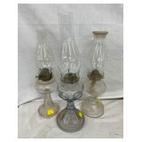 17-20IN. PATTERN GLASS OIL LAMPS 
