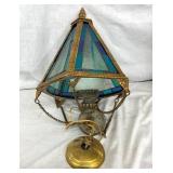 EARLY STAINED GLASS LIGHT FIXTURE