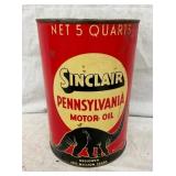 5QT. SINCLAIR PENN. MOTOR OIL CAN