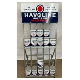 HAVOLINE MOTOR OIL RACK W/OLD STOCK CANS