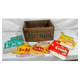 WOODEN CANADA DRY BOX, OLD STOCK CARTONS