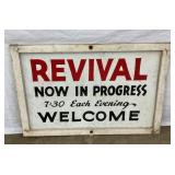 TIN WOODEN FRAMED REVIAL WELCOME SIGN