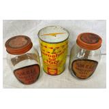 2 GLASS SHELL OIL BOTTLES, QT AEROSHELL