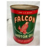 1QT. FALCON MOTOR OIL CAN NICE GRAPHICS