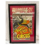 FRAMED ASHEVILLE BEATTY CIRCUS POSTER