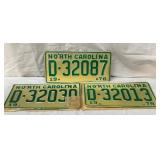 1978 NC LICENSE TAGS