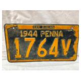 EMB. 1944 PENNA LIC. PLATE