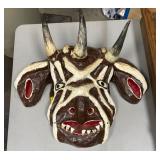 UNUSUAL PAPER MACHE 3 HORN BULL