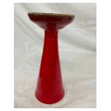 11" RED GLAZE POTTERY CANDLE STICK