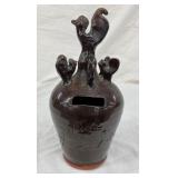 11" BILLY RAY POTTERY BANK W/ CHICKENS
