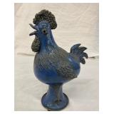 12" NORTH COLE POTTERY BLUE ROOSTER
