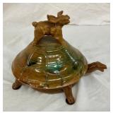12X8 UNUSUAL CRYSTAL KING POTTERY TURTLE