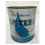 Blue Metal Oyster Tin with Sailboat